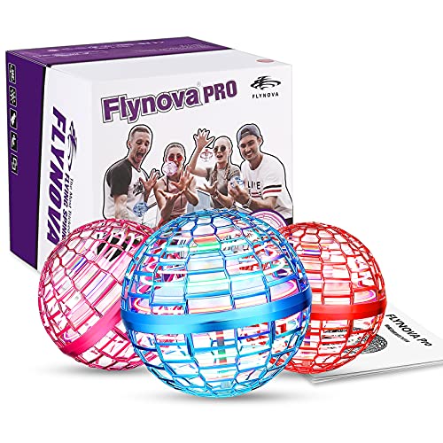 hctaw FLYNOVA PRO Flying Ball, Fliegender Ball Hover Ball Eingebaut RGB LED Dreher 360 ° Rotieren UFO, Hoverball mit Licht Magische Controller Flying Orb Magische Spielzeug für Kinder (blau)